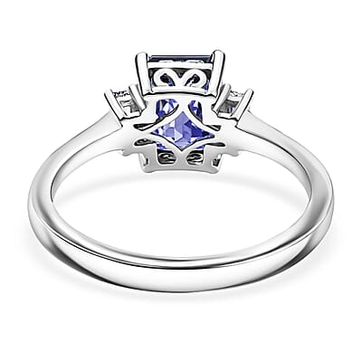 Premium Catalina Iolite and Luxuriant Lab Grown Diamond G-H SI 1.50 ctw Royal Violet Elegance Ring in Rhodium Over Sterling Silver (Size 5.0)
