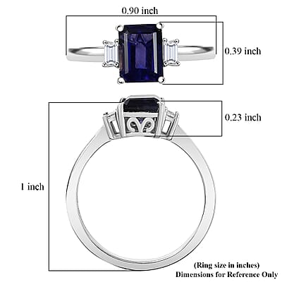 Premium Catalina Iolite and Luxuriant Lab Grown Diamond G-H SI 1.50 ctw Royal Violet Elegance Ring in Rhodium Over Sterling Silver (Size 5.0)