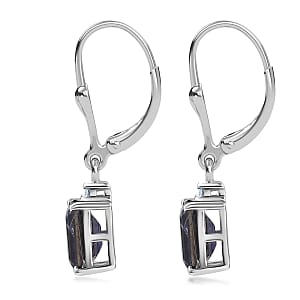 Premium Catalina Iolite and Luxuriant Lab Grown Diamond G-H SI 1.85 ctw Earrings in Rhodium Over Sterling Silver