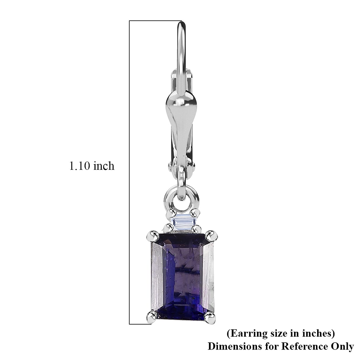 Premium Catalina Iolite and Luxuriant Lab Grown Diamond G-H SI 1.85 ctw Earrings in Rhodium Over Sterling Silver image number 5