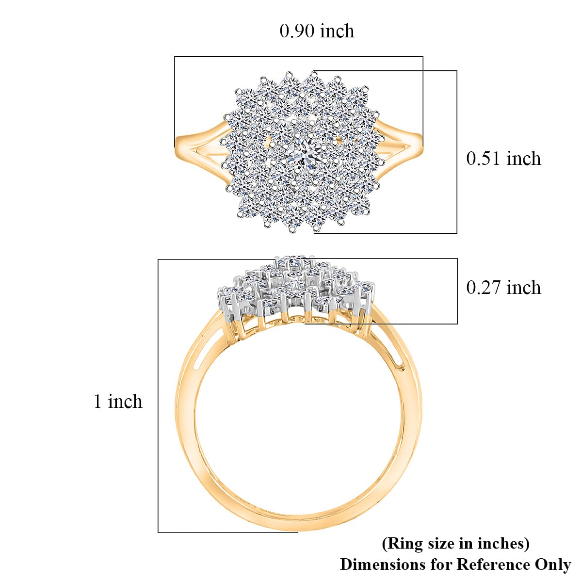 Luxuriant Lab Grown Diamond G SI 1.00 ctw Ring in 14K YG Over Sterling Silver (Size 7.0)