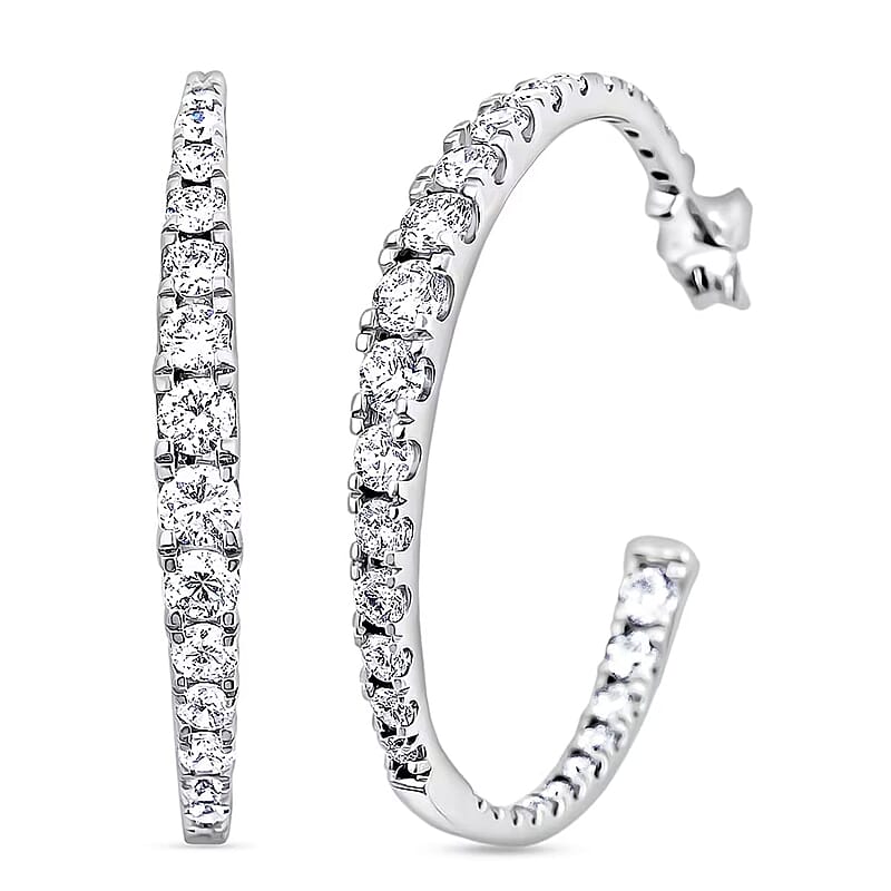 Luxuriant Lab Grown Diamond 2.00 ctw Hoop Earrings in Sterling Silver