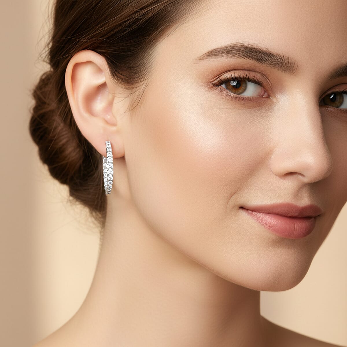 Luxuriant Lab Grown Diamond 2.00 ctw Hoop Earrings in Sterling Silver image number 2