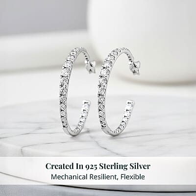 Luxuriant Lab Grown Diamond 2.00 ctw Hoop Earrings in Sterling Silver