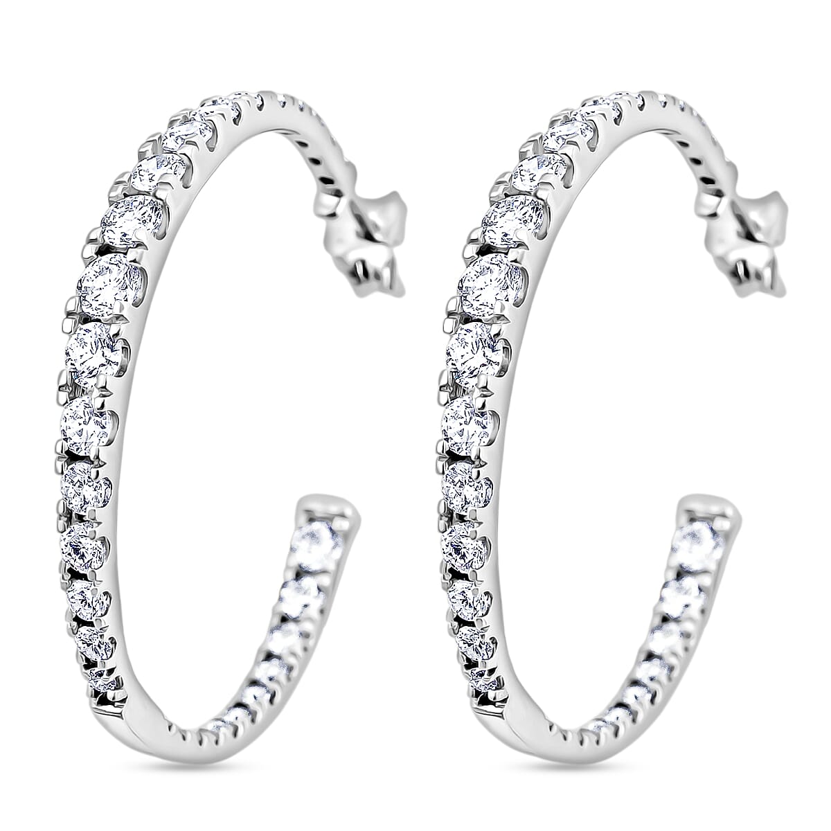 Luxuriant Lab Grown Diamond 2.00 ctw Hoop Earrings in Sterling Silver image number 3