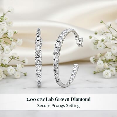 Luxuriant Lab Grown Diamond 2.00 ctw Hoop Earrings in Sterling Silver