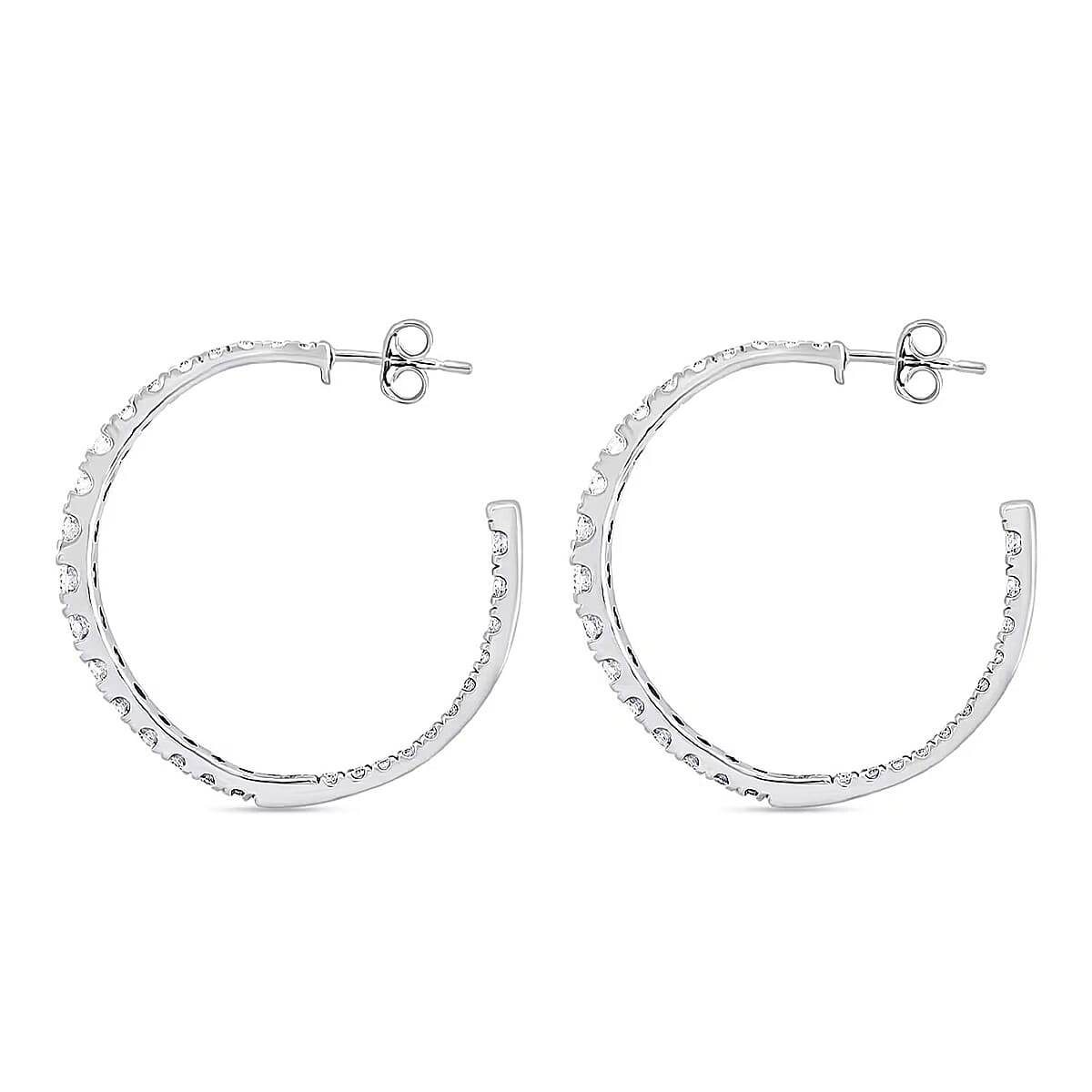 Luxuriant Lab Grown Diamond 2.00 ctw Hoop Earrings in Sterling Silver image number 7