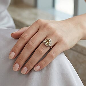 AAAA Turkizite and Natural Champagne Diamond I3 11.15 ctw Ring in 14K White Gold (Size 15.0)