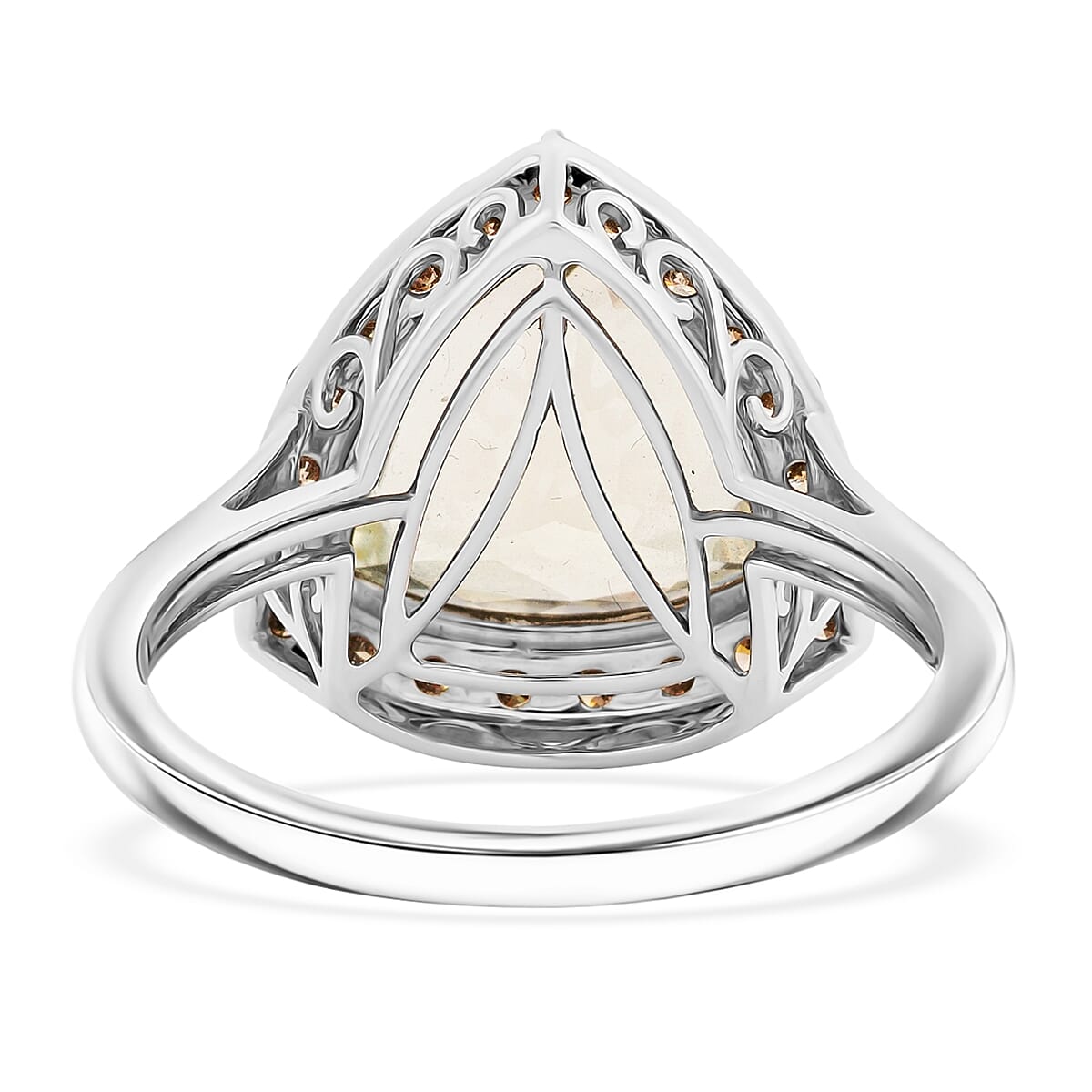 AAAA Turkizite and Natural Champagne Diamond I3 11.15 ctw Ring in 14K White Gold (Size 15.0) image number 4