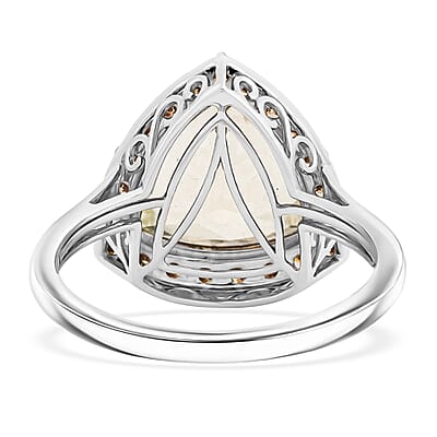 AAAA Turkizite and Natural Champagne Diamond I3 11.15 ctw Ring in 14K White Gold (Size 15.0)