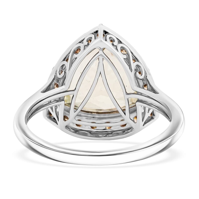 AAAA Turkizite and Natural Champagne Diamond I3 11.15 ctw Ring in 14K White Gold (Size 15.0)