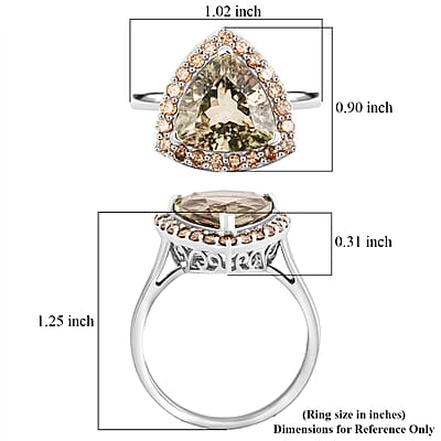AAAA Turkizite and Natural Champagne Diamond I3 11.15 ctw Ring in 14K White Gold (Size 15.0)