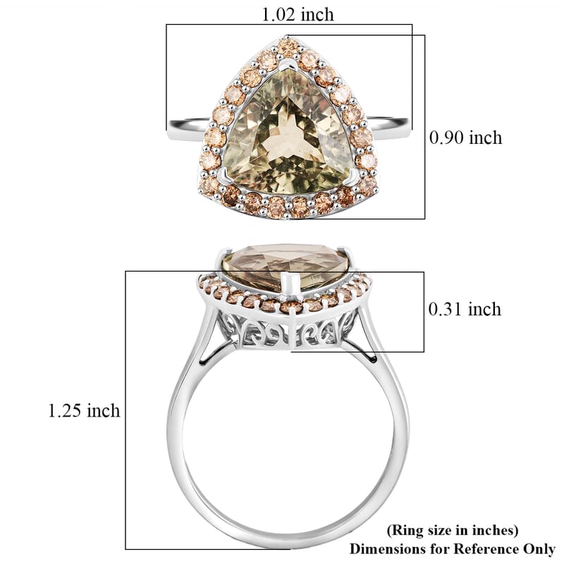 AAAA Turkizite and Natural Champagne Diamond I3 11.15 ctw Ring in 14K White Gold (Size 15.0)