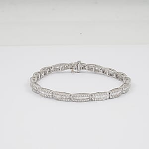 Luxuriant Lab Grown Diamond G-H SI 4.00 ctw Beaded Bracelet in Rhodium Over Sterling Silver (7.50 In)