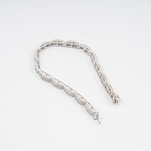 Luxuriant Lab Grown Diamond G-H SI 4.00 ctw Beaded Bracelet in Rhodium Over Sterling Silver (7.50 In)