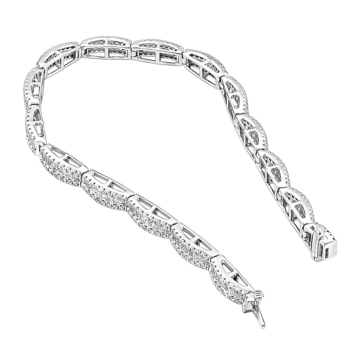 Luxuriant Lab Grown Diamond G-H SI 4.00 ctw Bracelet in Rhodium Over Sterling Silver (7.50 In) image number 6
