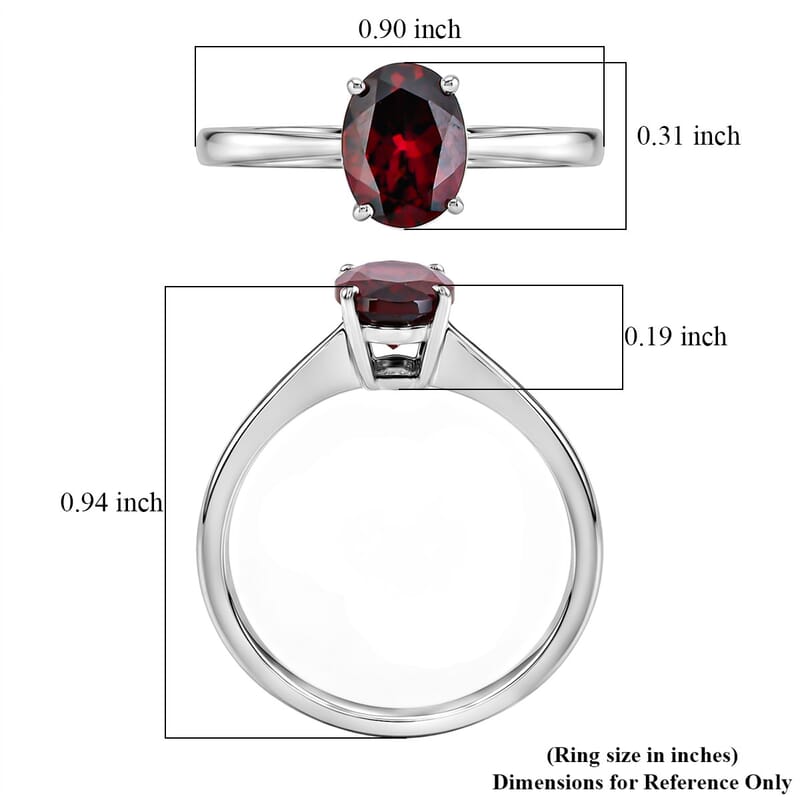 Orissa Rhodolite Garnet 1.75 ctw Ring in Platinum Over Sterling Silver (Size 7.0)