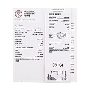IGI Certified Luxuriant Lab Grown Diamond (Round) (VS1) 1.80 ctw