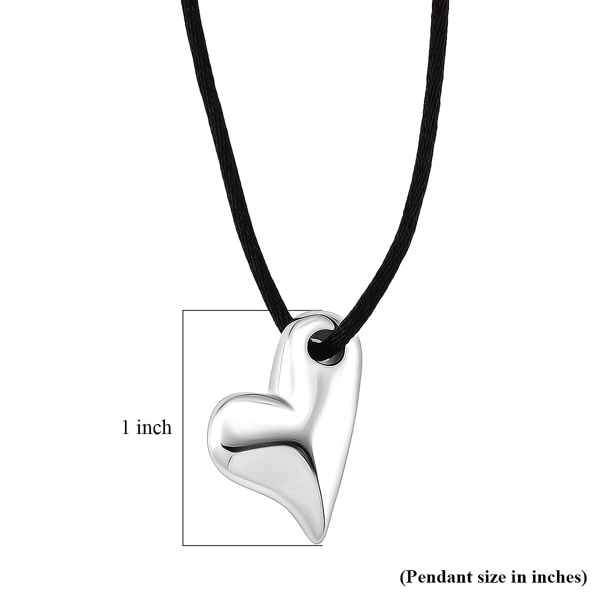 Rope Necklace with Heart Charm in Stainless Steel (28-32 Inches)