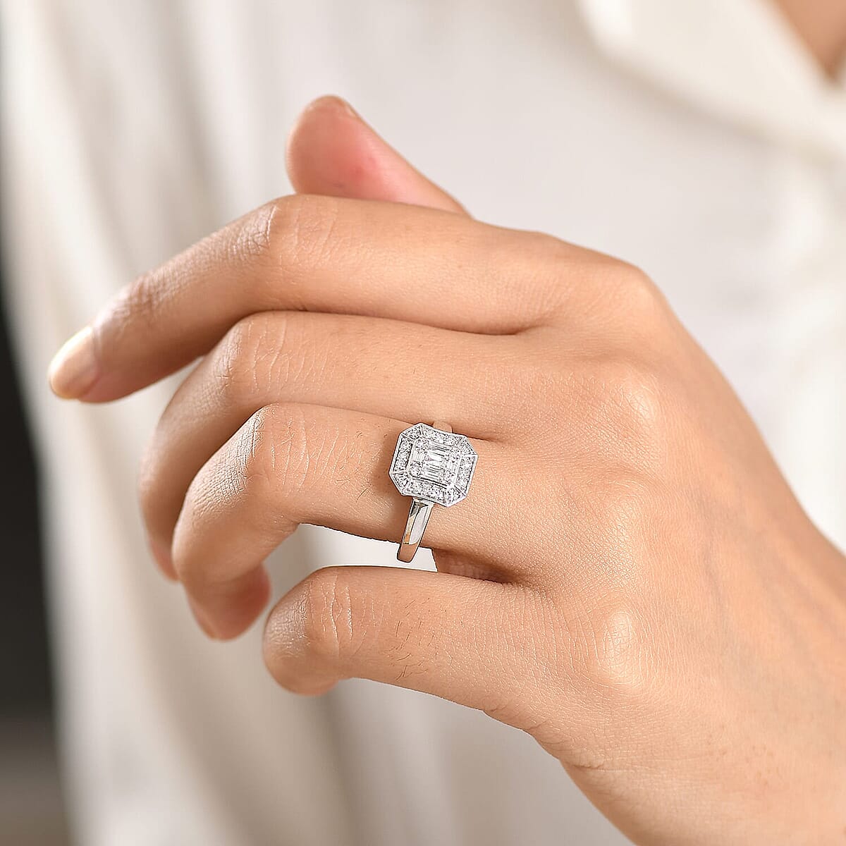 Luxuriant Lab Grown Diamond (G-H, SI) Ring in Rhodium Over Sterling Silver (Size 10.0) 0.25 ctw image number 2