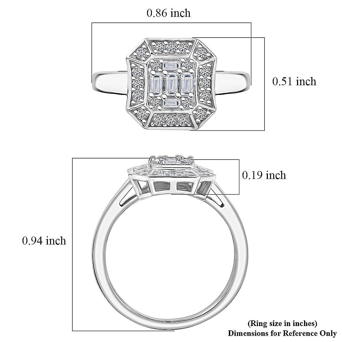 Luxuriant Lab Grown Diamond (G-H, SI) Ring in Rhodium Over Sterling Silver (Size 10.0) 0.25 ctw image number 5