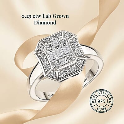 Luxuriant Lab Grown Diamond G-H SI 0.25 ctw Ring in Rhodium Over Sterling Silver (Size 5.0)