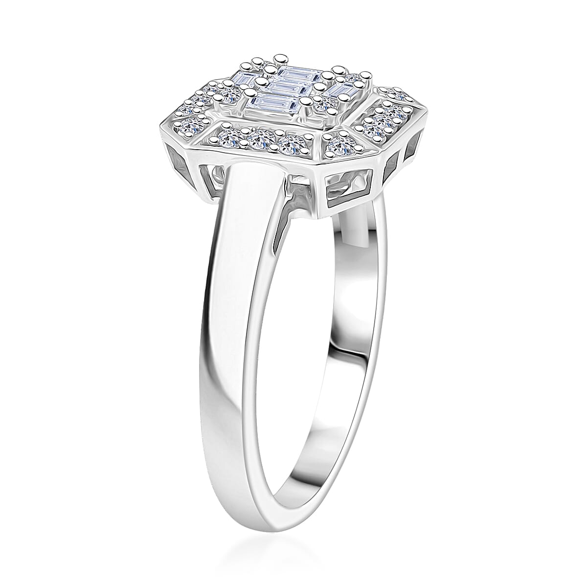 Luxuriant Lab Grown Diamond G-H SI 0.25 ctw Ring in Rhodium Over Sterling Silver (Size 7.0) image number 3