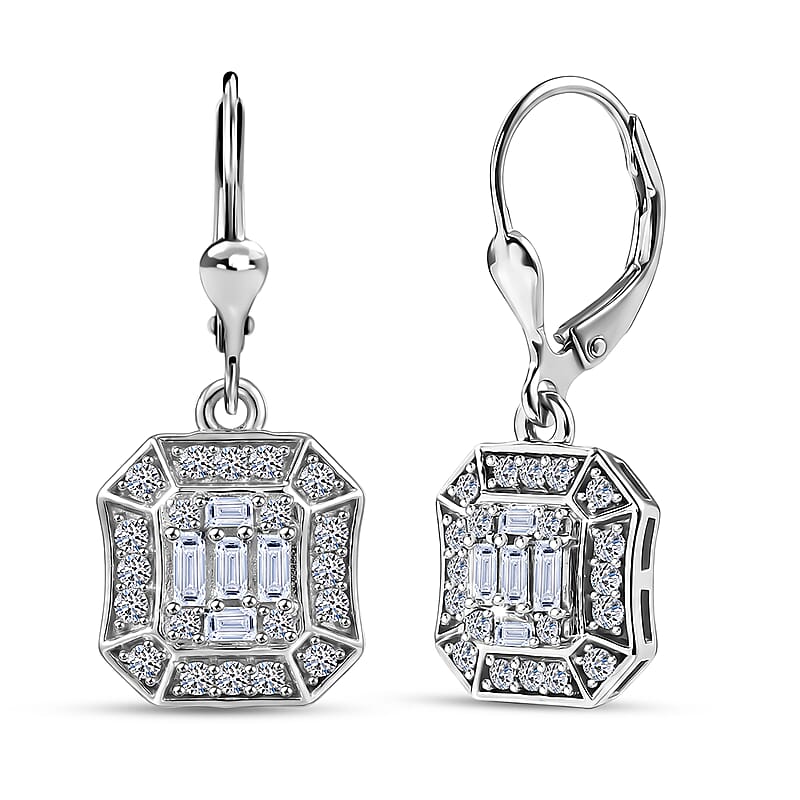 Luxuriant Lab Grown Diamond G-H SI 0.75 ctw Earrings in Rhodium Over Sterling Silver