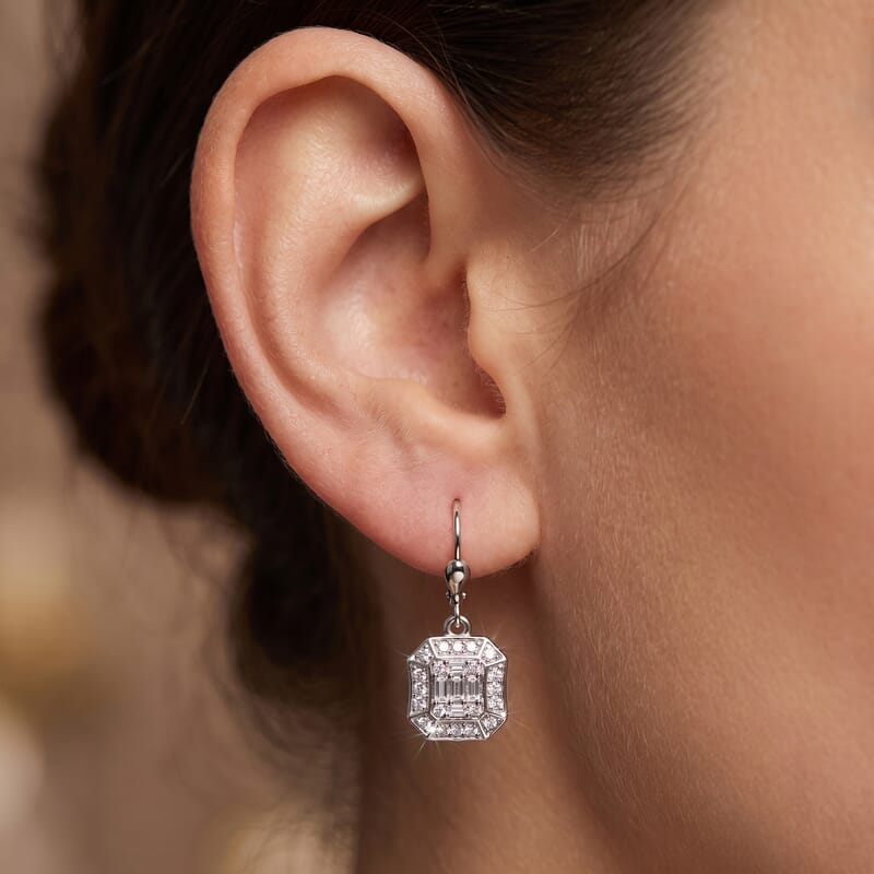 Luxuriant Lab Grown Diamond G-H SI 0.75 ctw Earrings in Rhodium Over Sterling Silver