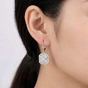 Luxuriant Lab Grown Diamond G-H SI 0.75 ctw Earrings in Rhodium Over Sterling Silver (Del. In 10-12 Days)