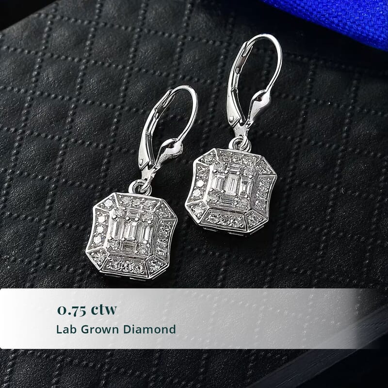 Luxuriant Lab Grown Diamond G-H SI 0.75 ctw Earrings in Rhodium Over Sterling Silver