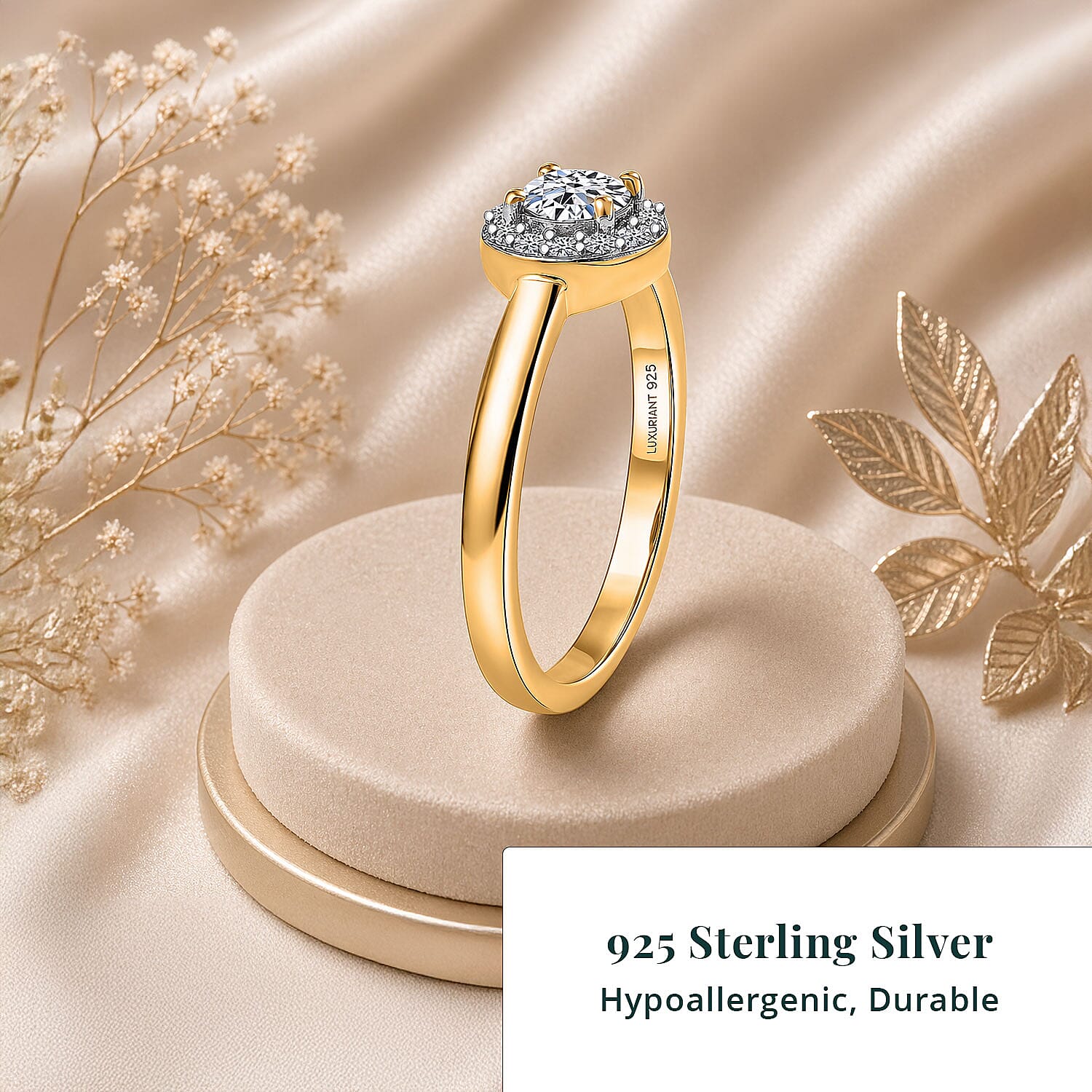 Luxuriant Lab Grown Diamond G-H SI 0.50 ctw Ring in 18K Vermeil Yellow Gold Over Sterling Silver (Size 10.0) (Del. In 10-12 Days)