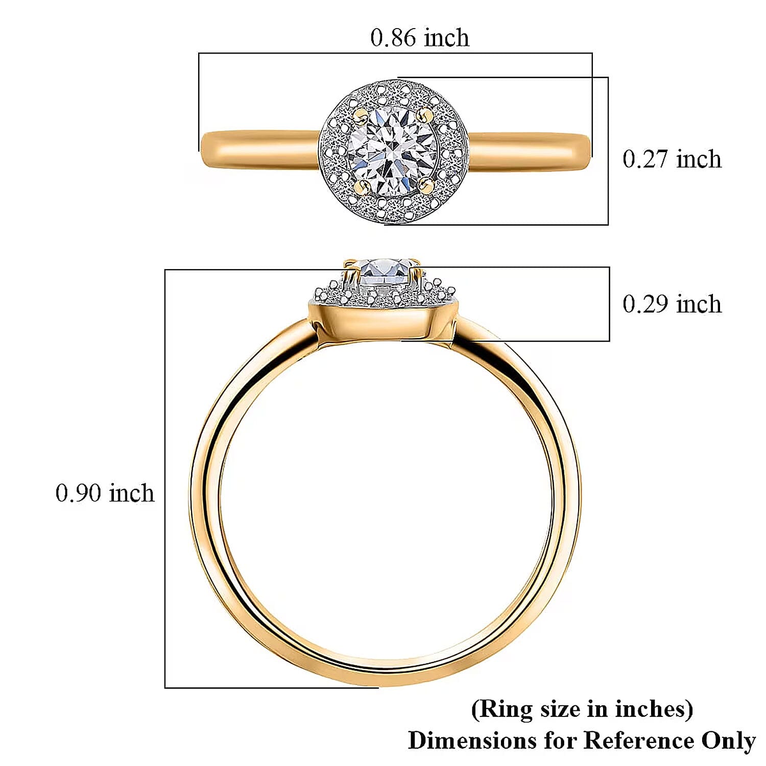 Luxuriant Lab Grown Diamond G-H SI 0.50 ctw Ring in 18K Vermeil Yellow Gold Over Sterling Silver (Size 10.0) (Del. In 10-12 Days)