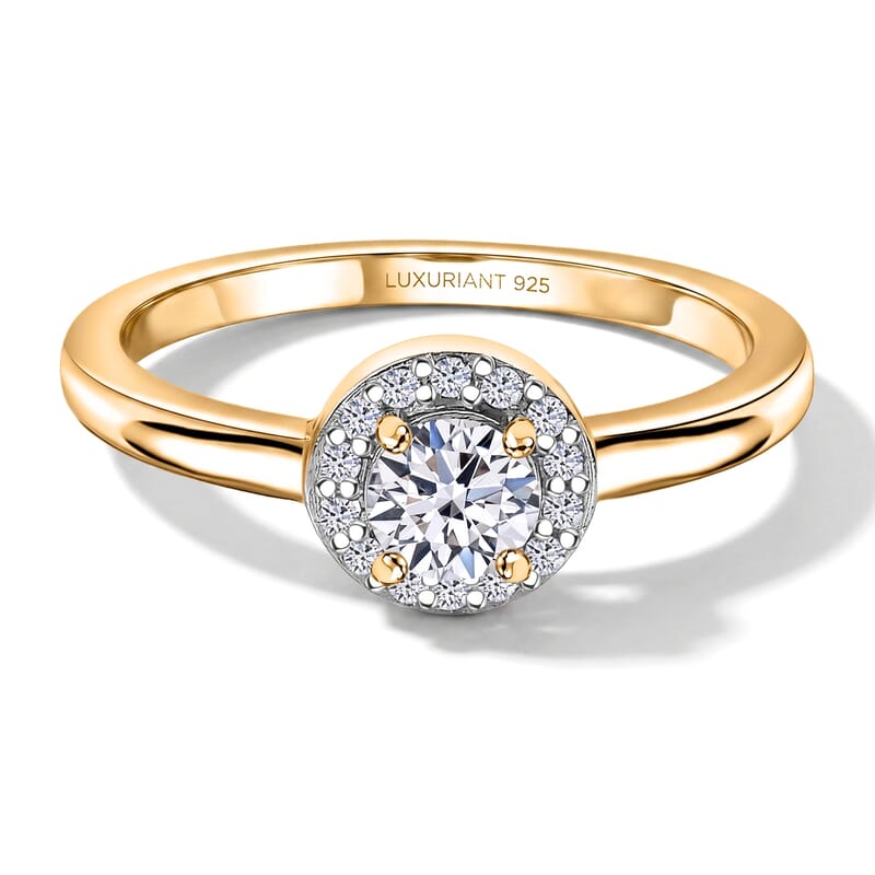 Luxuriant Lab Grown Diamond G-H SI 0.50 ctw Ring in 18K Vermeil Yellow Gold Over Sterling Silver (Size 5.0)