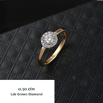Luxuriant Lab Grown Diamond G-H SI 0.50 ctw Ring in 18K Vermeil Yellow Gold Over Sterling Silver (Size 5.0)