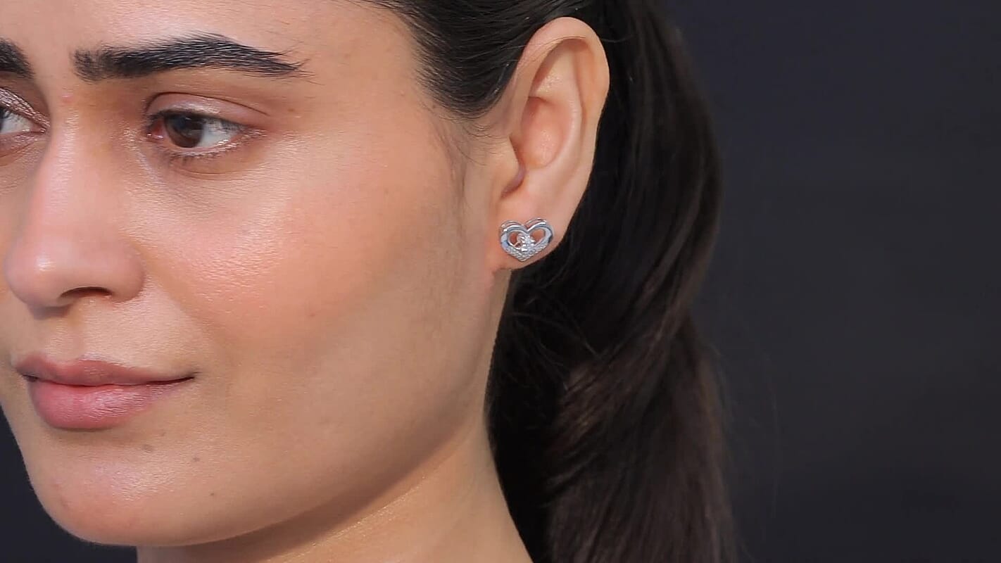 Luxuriant Lab Grown Diamond G-H SI 0.35 ctw Earrings in Rhodium Over Sterling Silver (Del. In 10-12 Days)