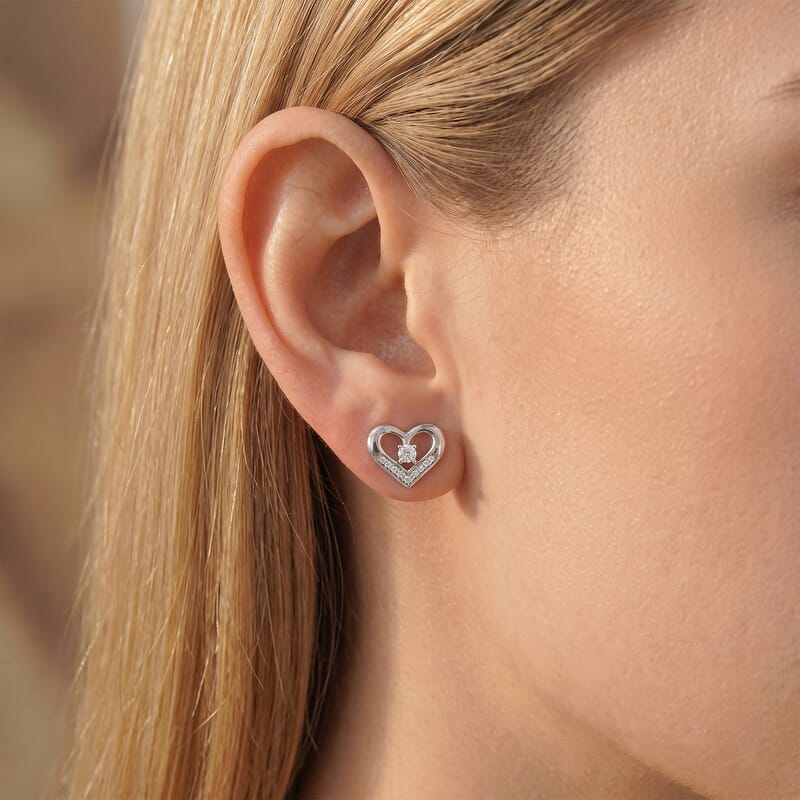 Luxuriant Lab Grown Diamond G-H SI 0.35 ctw Earrings in Rhodium Over Sterling Silver