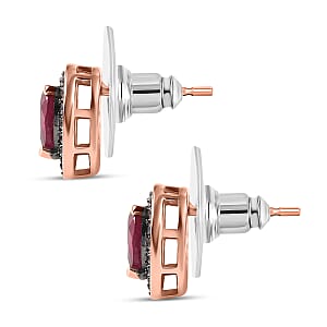 D'Joy Pemium Niassa Ruby (FF) and Champagne Zircon 2.85 ctw Bloodline Heart Earrings in 18K Vermeil Rose Gold Over Sterling Silver