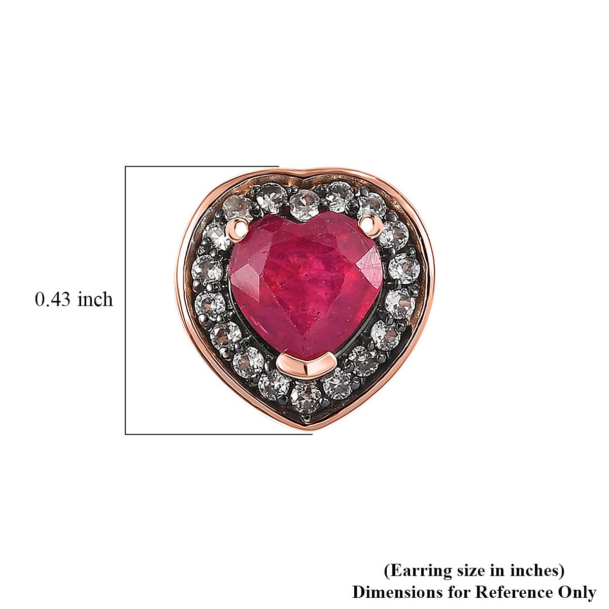 D'Joy Pemium Niassa Ruby (FF) and Champagne Zircon 2.85 ctw Bloodline Heart Earrings in 18K Vermeil Rose Gold Over Sterling Silver image number 3