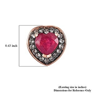 D'Joy Pemium Niassa Ruby (FF) and Champagne Zircon 2.85 ctw Bloodline Heart Earrings in 18K Vermeil Rose Gold Over Sterling Silver