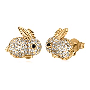 Simulated Black and White Diamond Earrings in Silvertone