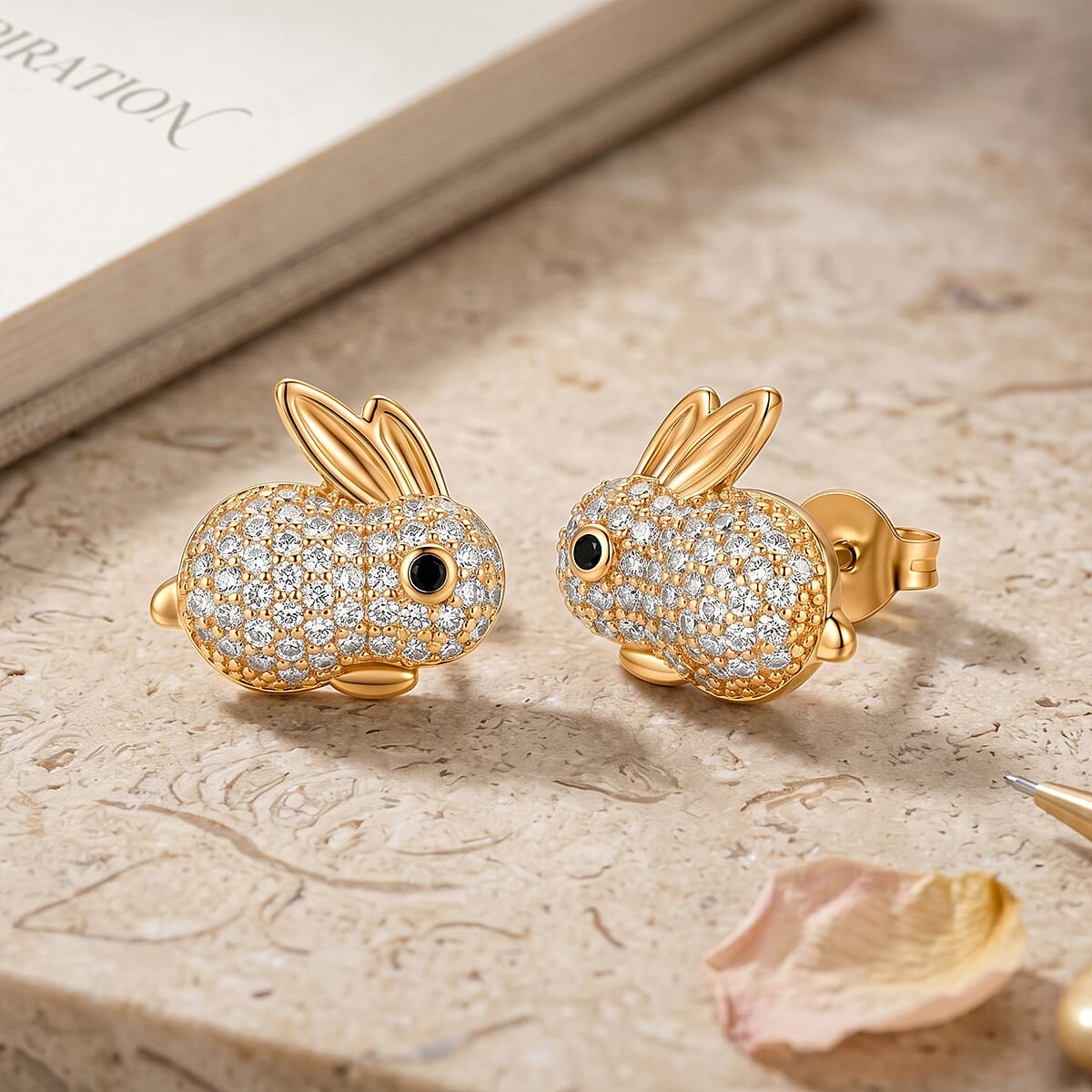 Simulated Black and White Diamond Earrings in Silvertone image number 1