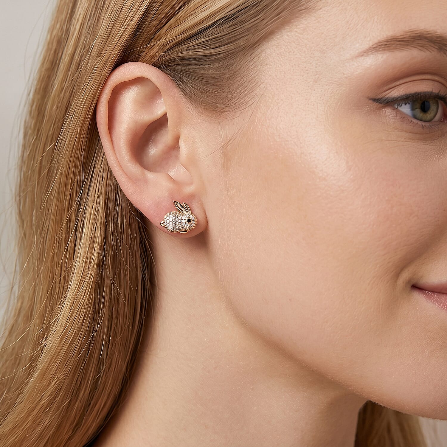 Simulated Black and White Diamond Earrings in Goldtone