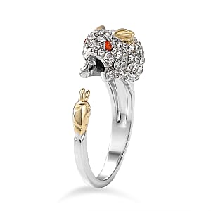Simulated Orange and White Diamond Ring in Silvertone