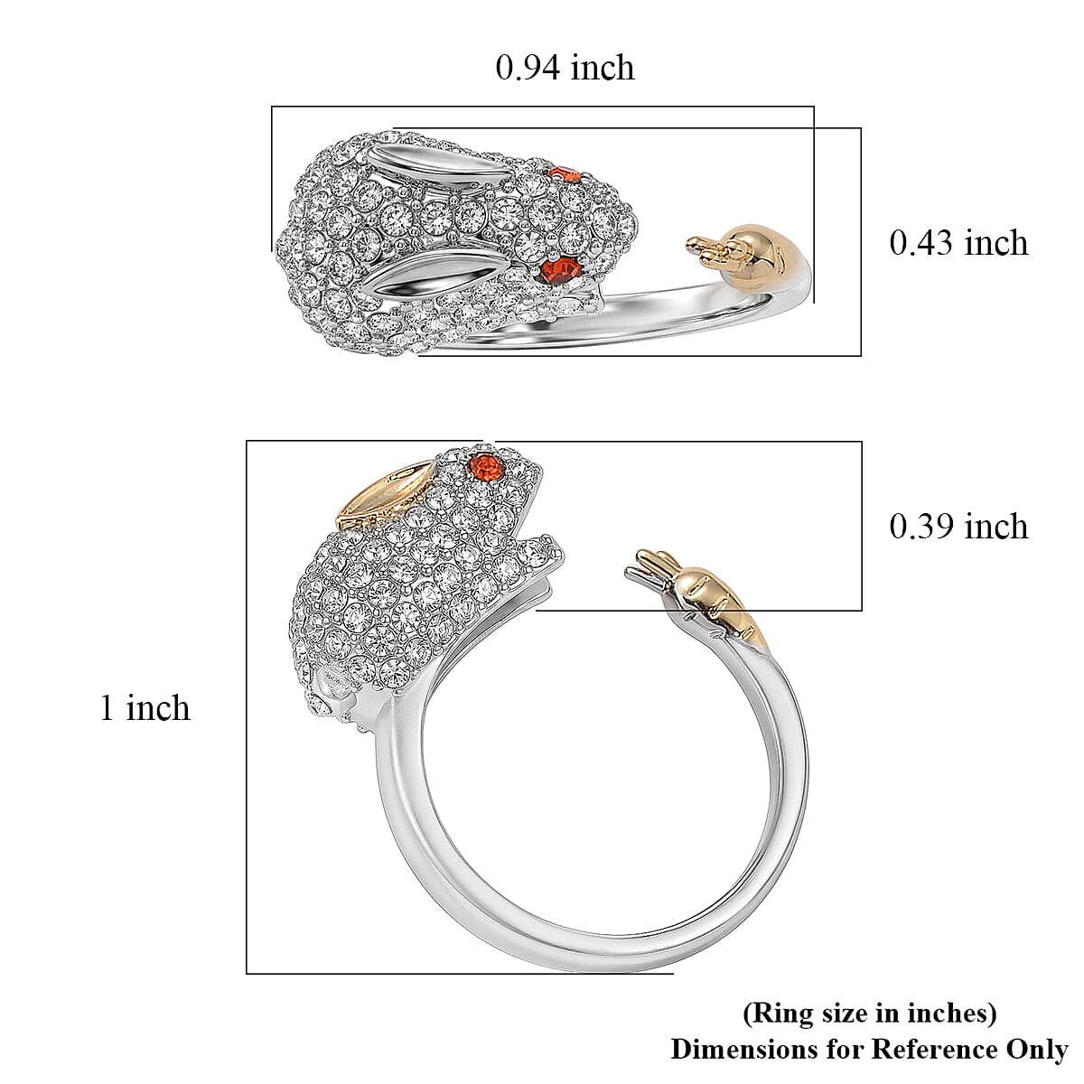 Simulated Orange and White Diamond Ring in Silvertone image number 5