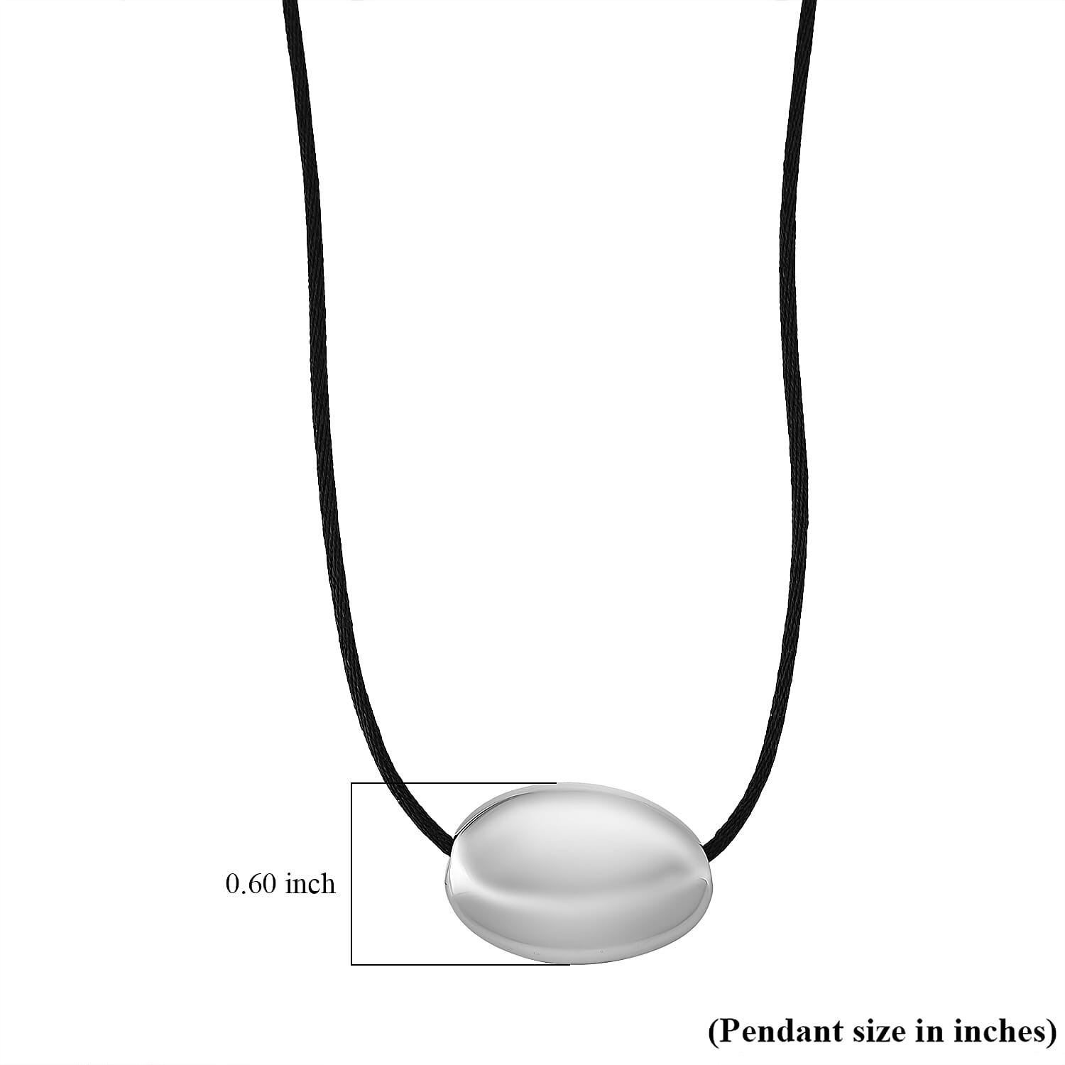 Rope Necklace with Oval Charm in Stainless Steel (28-32 Inches)