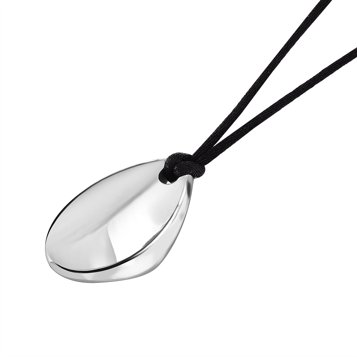 Rope Necklace with Double Oval Charm in Stainless Steel (28-32 Inches) image number 3