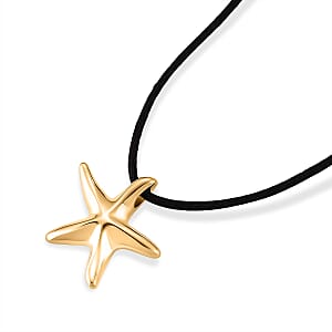 Rope Necklace with Starfish Charm in ION Plated YG Stainless Steel (28-32 Inches)