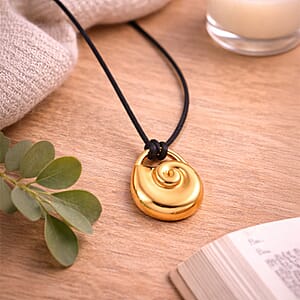 Rope Necklace with Spiral Shell Charm in ION Plated YG Stainless Steel (28-32 Inches)