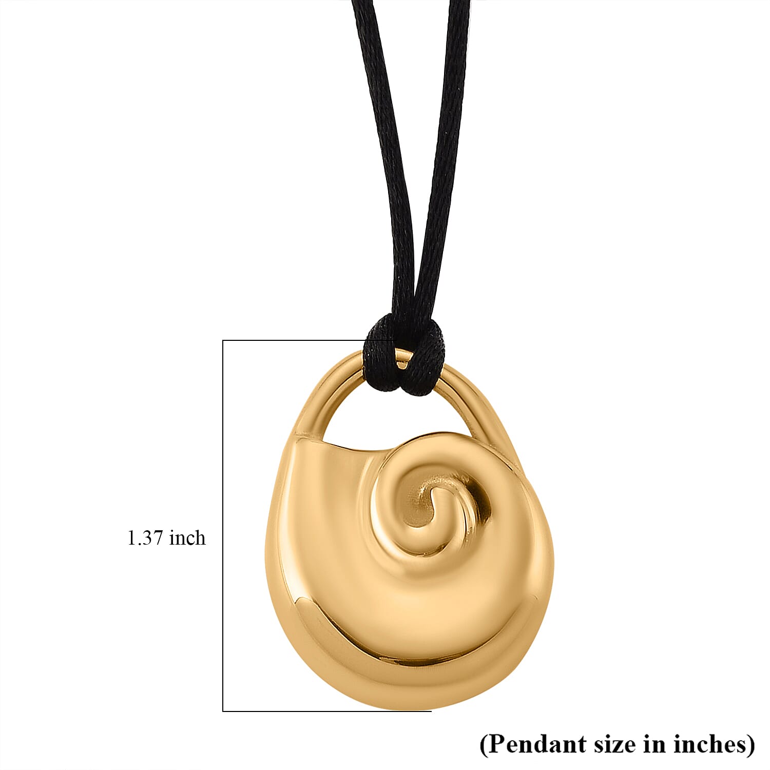 Rope Necklace with Spiral Shell Charm in ION Plated YG Stainless Steel (28-32 Inches)